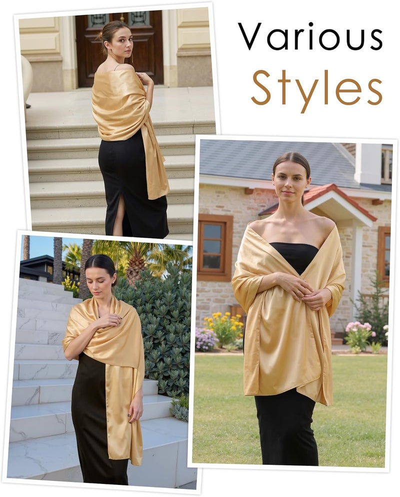 Sofier Satin Shawl Wraps for Women Evening Dresses Wedding Bridal Party Silky Scarf Formal Cover Up Bridesmaid Gifts - Image 4